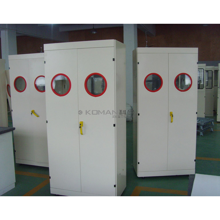 Laboratory gas cylinder storage cabinet with alarm system